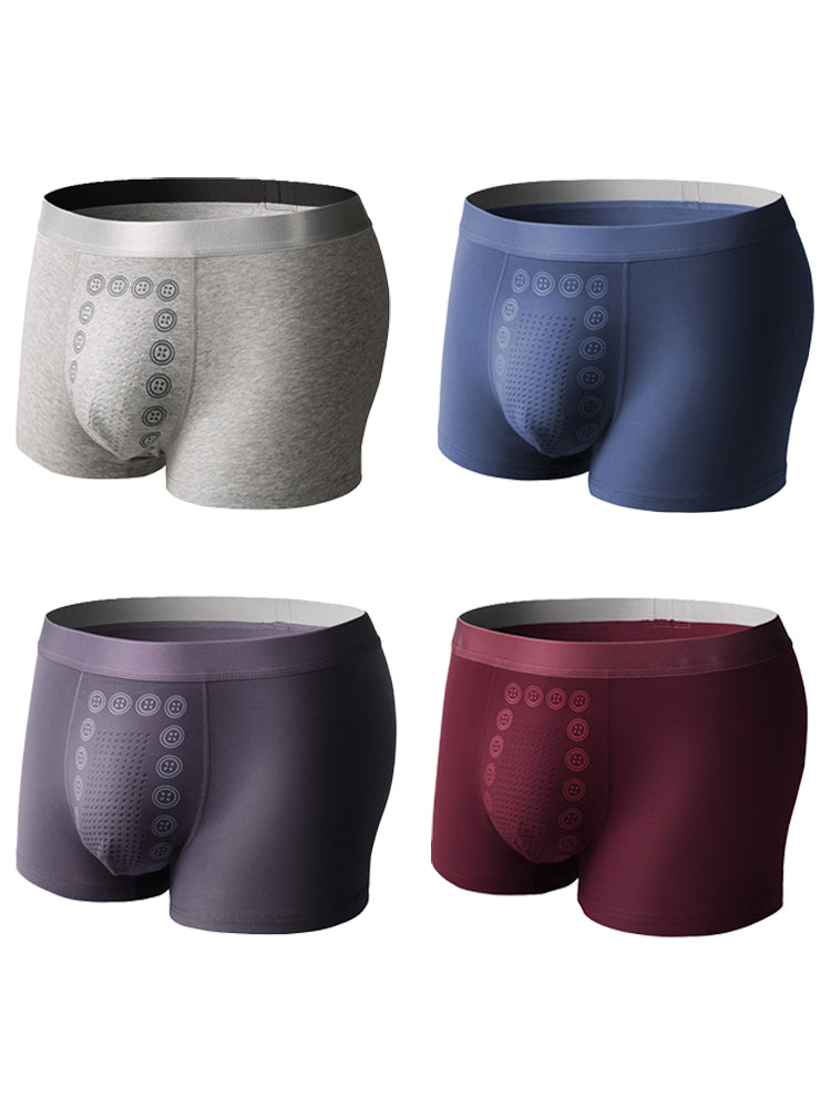 4 Pack Men's Mid-Rise Cotton Antibacterial Breathable Trunks