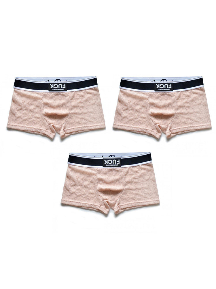 3 Pack Men's Lace Mesh Quick-Drying Breathable Solid Color Trunks