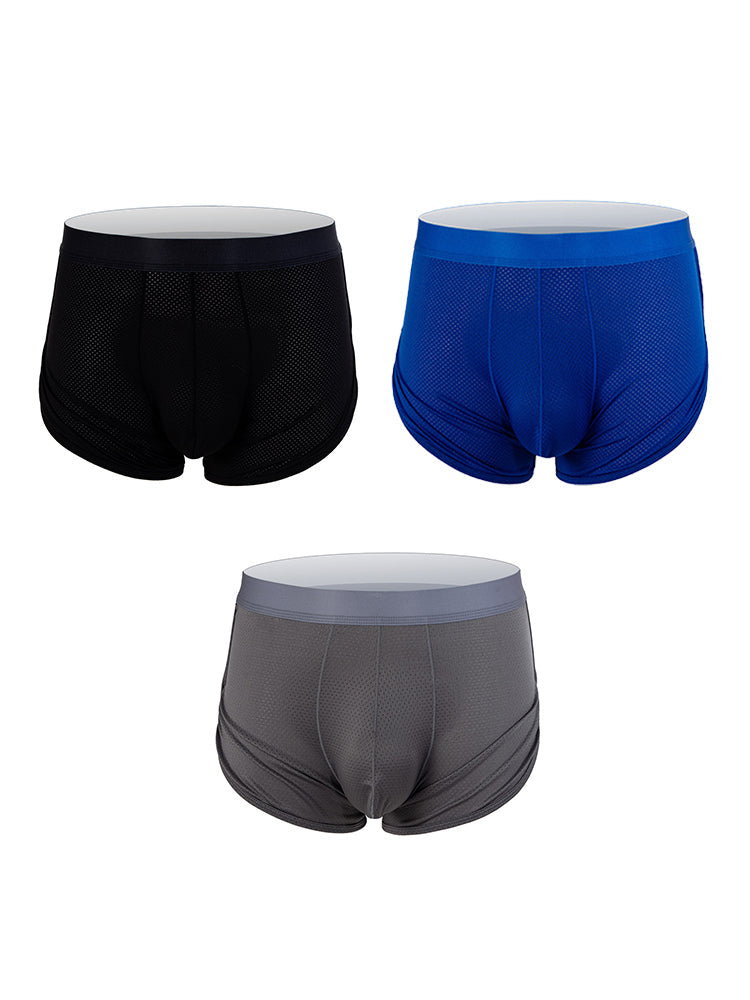 3 Pack Men's Mid Waist Breathable Mesh Home Aloha Boxers