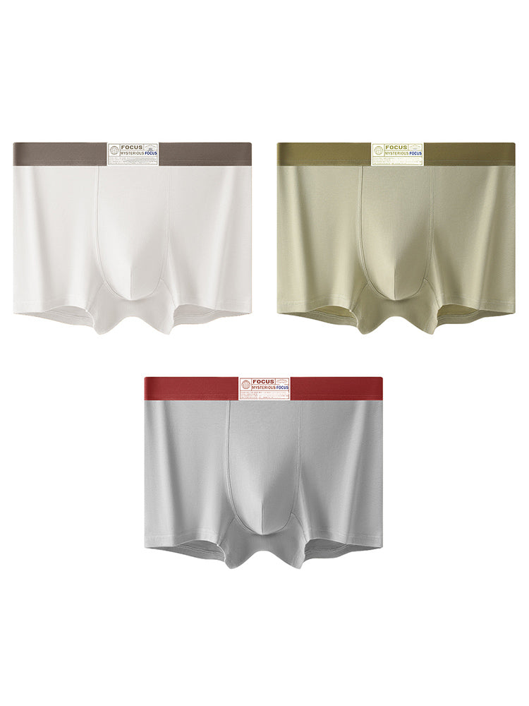 3 Pack Men's Cotton Breathable Antibacterial Quick-Dry U-Shaped Trunks