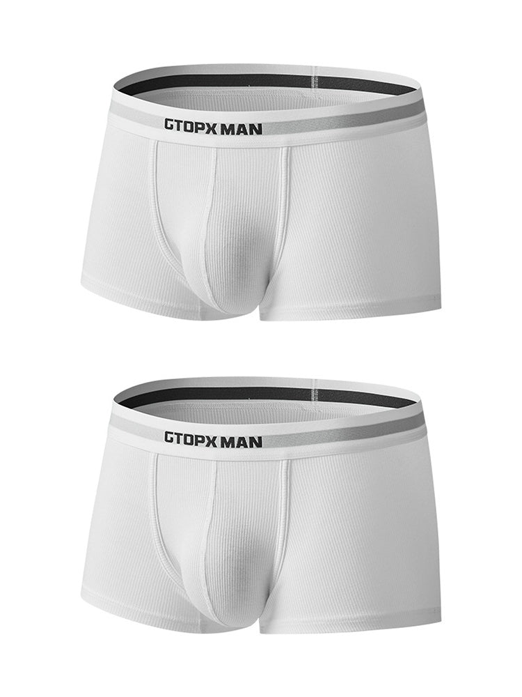 2-Pack Men's Threaded Large Pouch U-convex Sweat-absorbent Breathable Thin Sports Boxer Pants