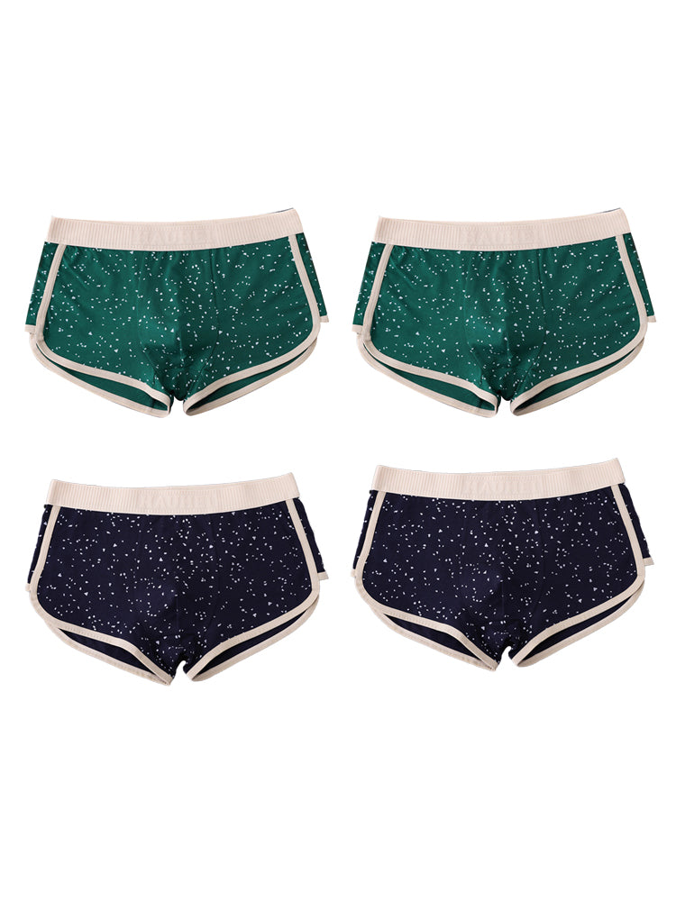 4-pack Men's Starry Sky Pure Cotton Personality Trendy Youth Boxer Briefs