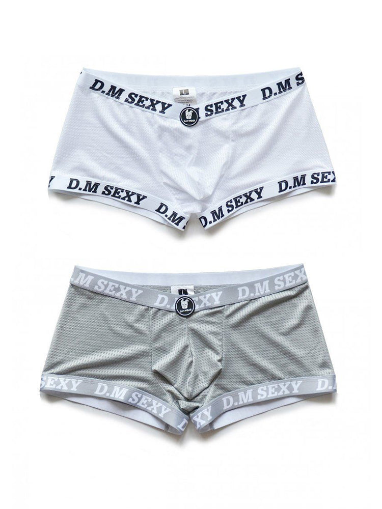 2 Pack Men's Low Waist Mesh Breathable Sports Trunks