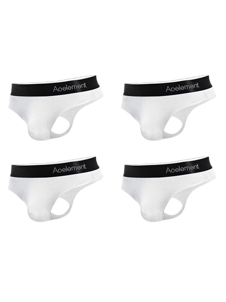 4 Pack Men's Low-Rise Stretchy U-Pouch Thongs