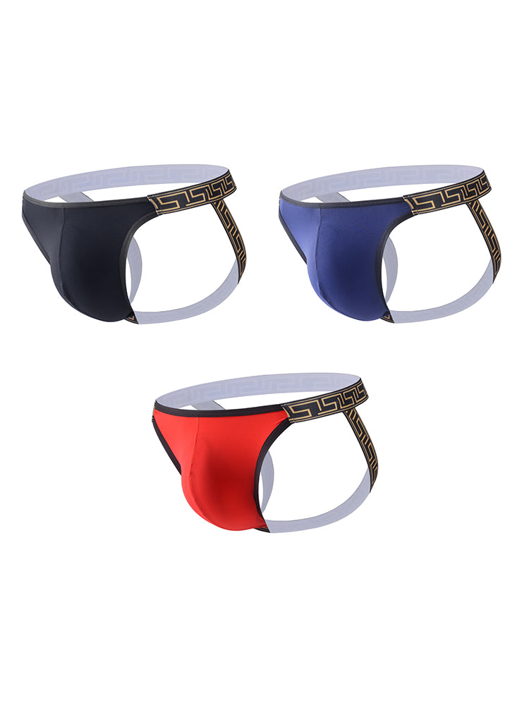 3 Pack Men's Large Pouch Low-Rise Sexy Jockstrap