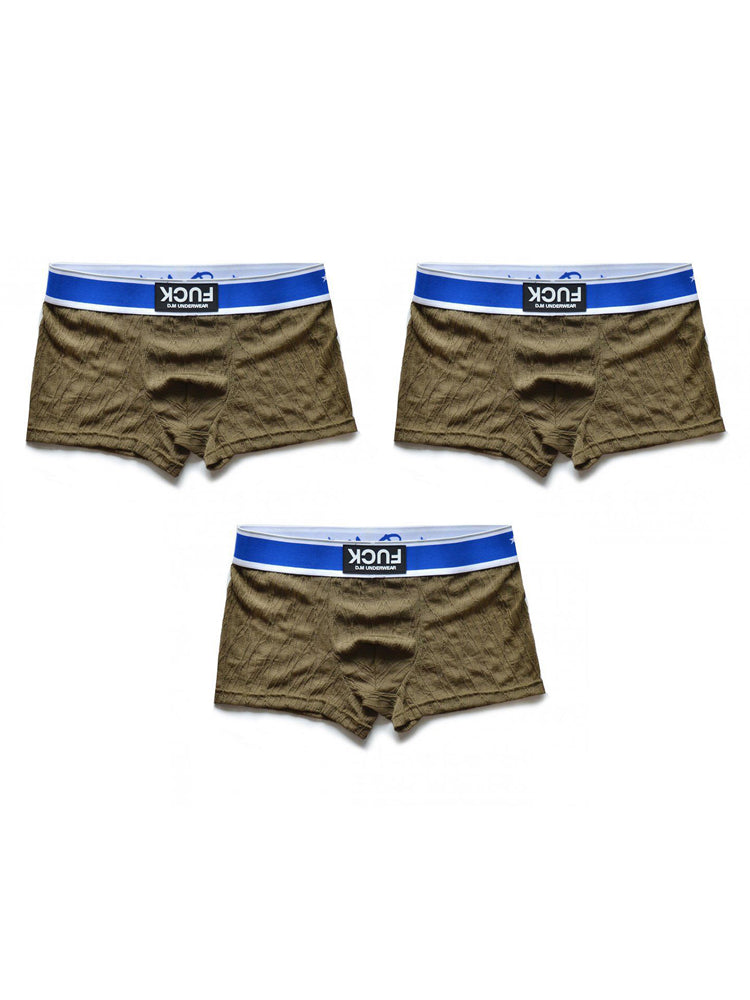 3 Pack Men's Lace Mesh Quick-Drying Breathable Solid Color Trunks
