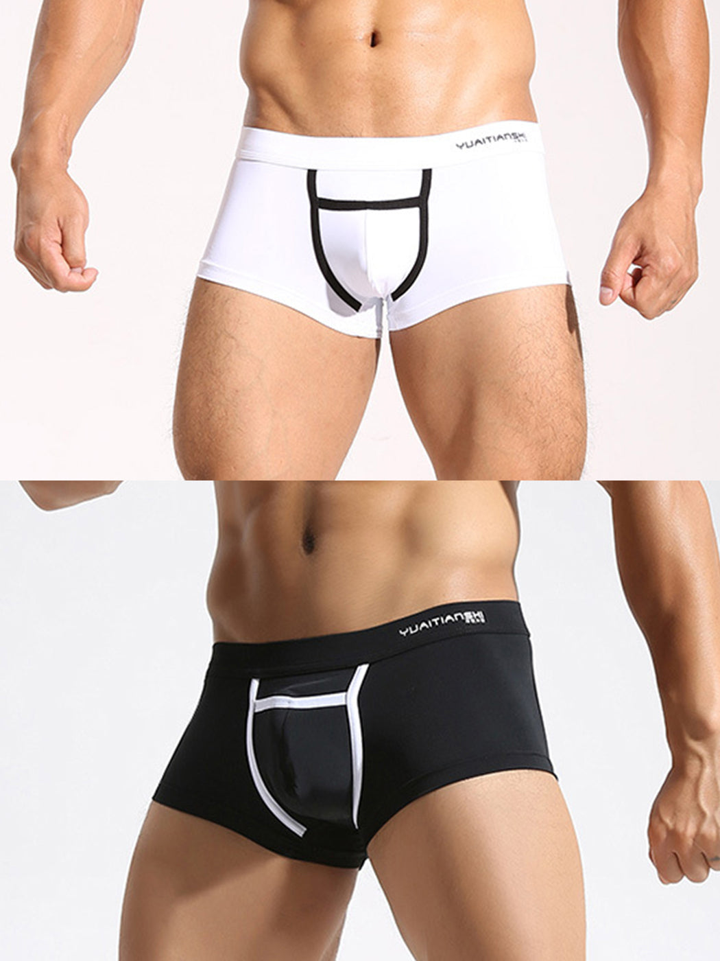 2 Pack Men's Breathable Trunks with Open Fly