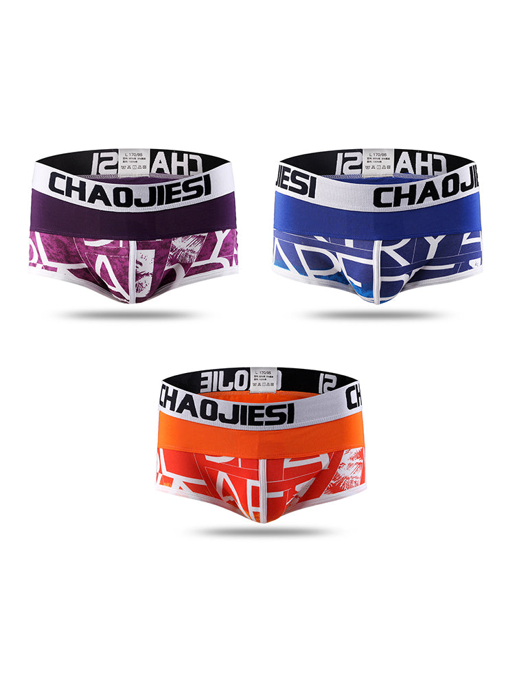 3 Pack Men's Cotton Trendy Youthful Sexy Low-Rise Trunks