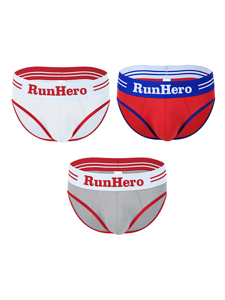 3 Pack Men's Low-Rise Sports Breathable Fitness Hip-Lifting Cotton Briefs