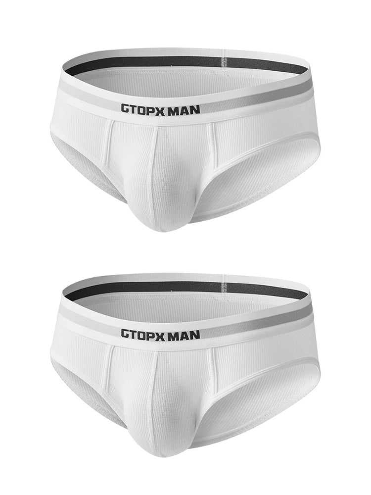 2-Pack Men's Threaded Design Breathable Comfort Low-Rise Thin U-convex Briefs