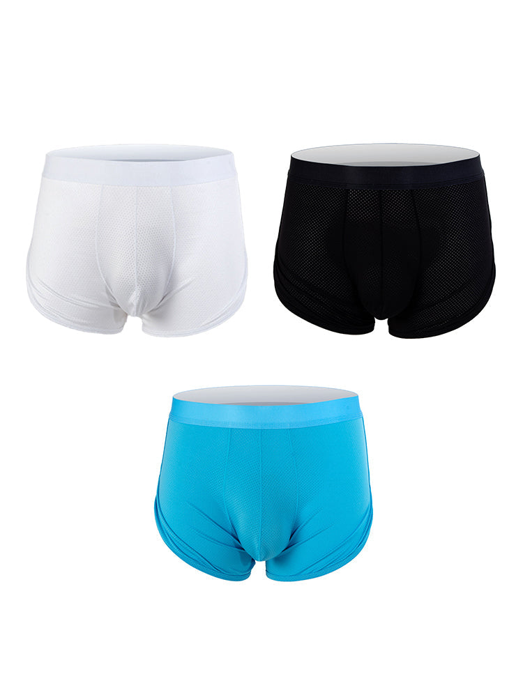 3 Pack Men's Mid Waist Breathable Mesh Home Aloha Boxers