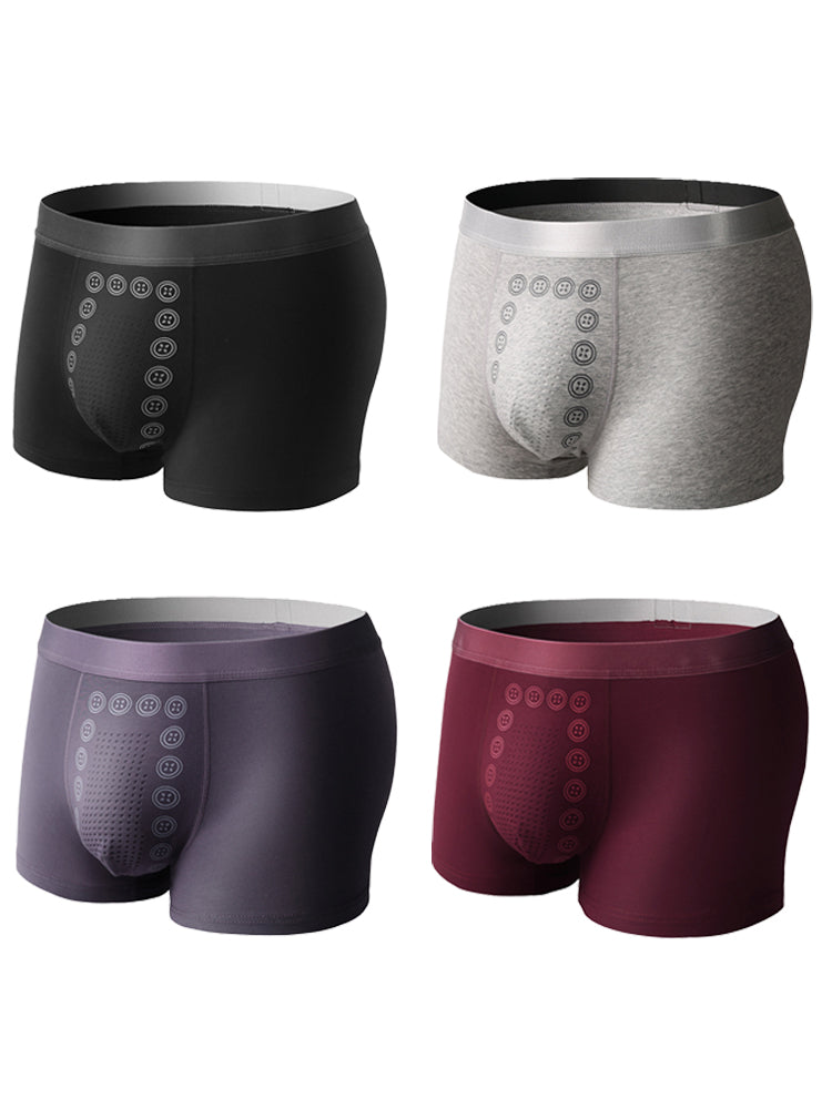 4 Pack Men's Mid-Rise Cotton Antibacterial Breathable Trunks