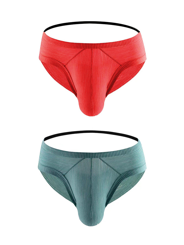 2 Pack Men's Low Rise Back Hollow 3D U-convex Large Pouch T-Back Briefs