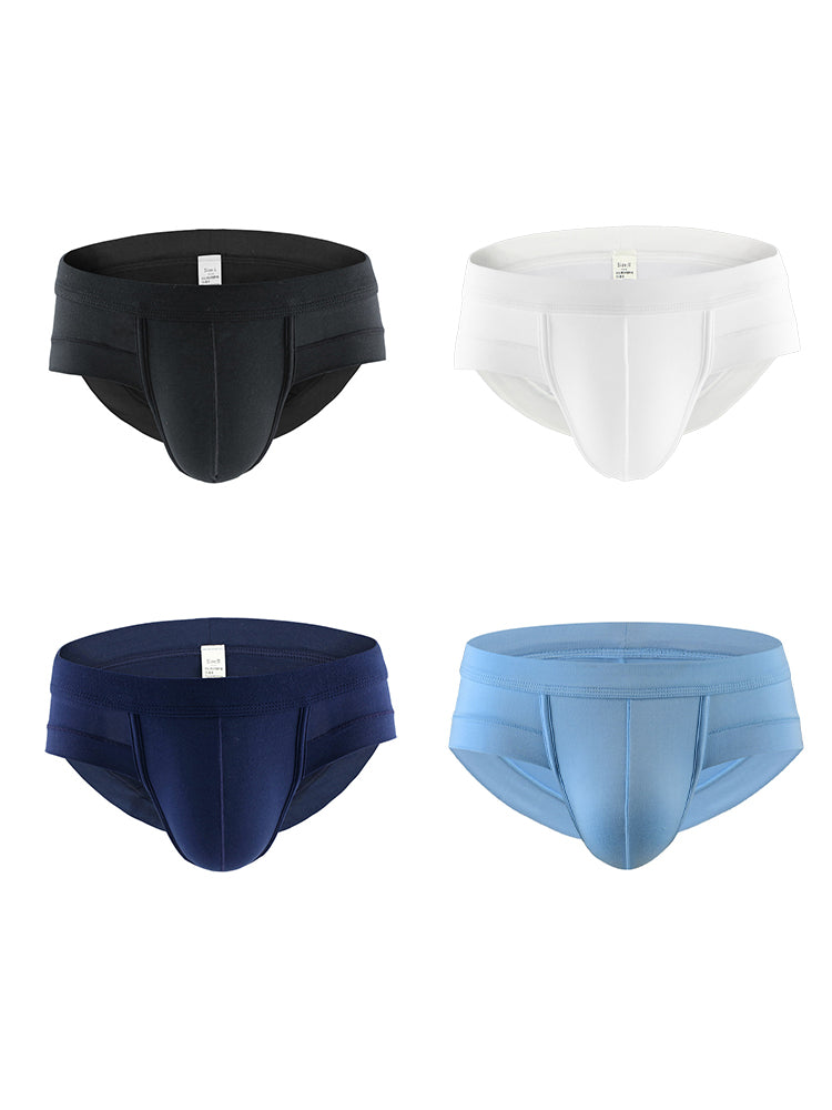 4 Pack Men's Solid Breathable Anti-Pinch Briefs