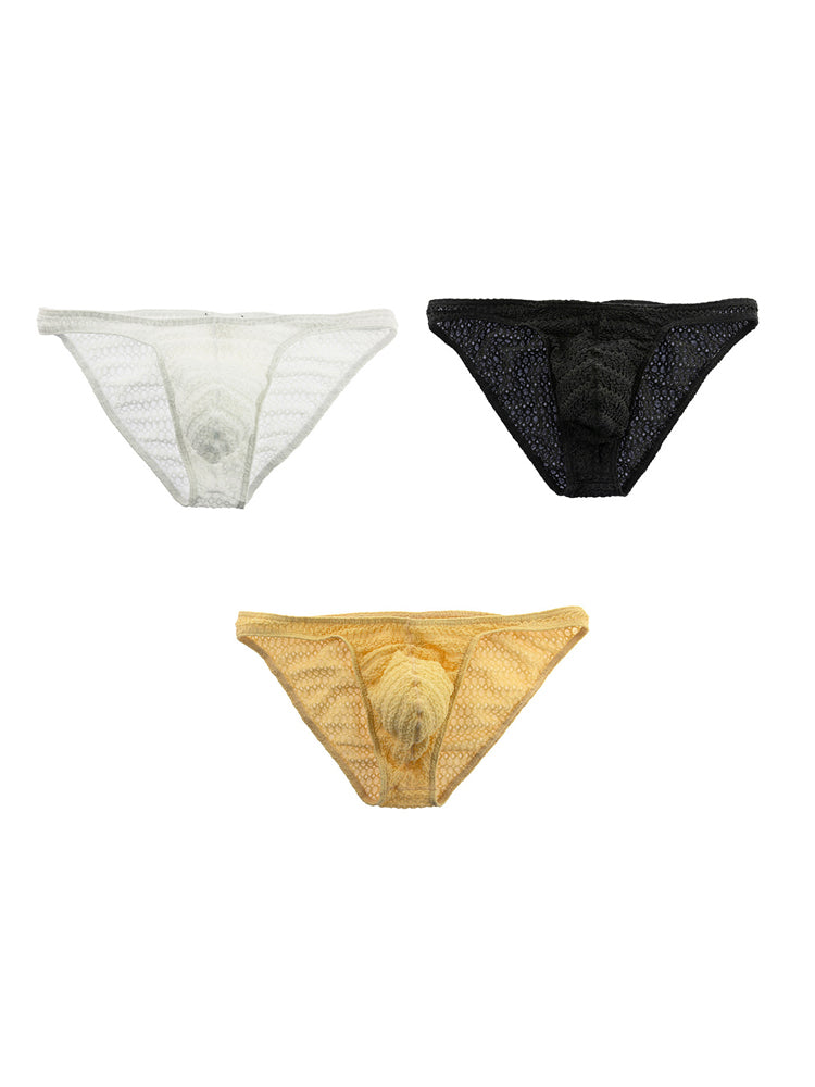 3-pack Men's Low-rise Sexy Mesh Lace Briefs
