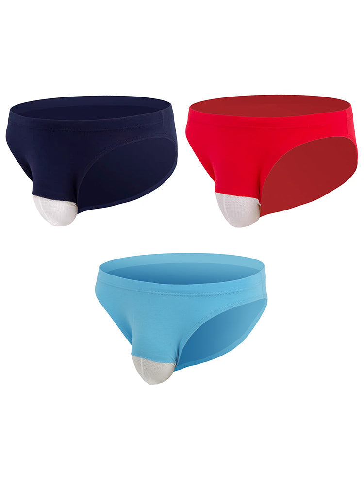 3-pack Men's Sexy Low-rise Mesh Cotton Briefs