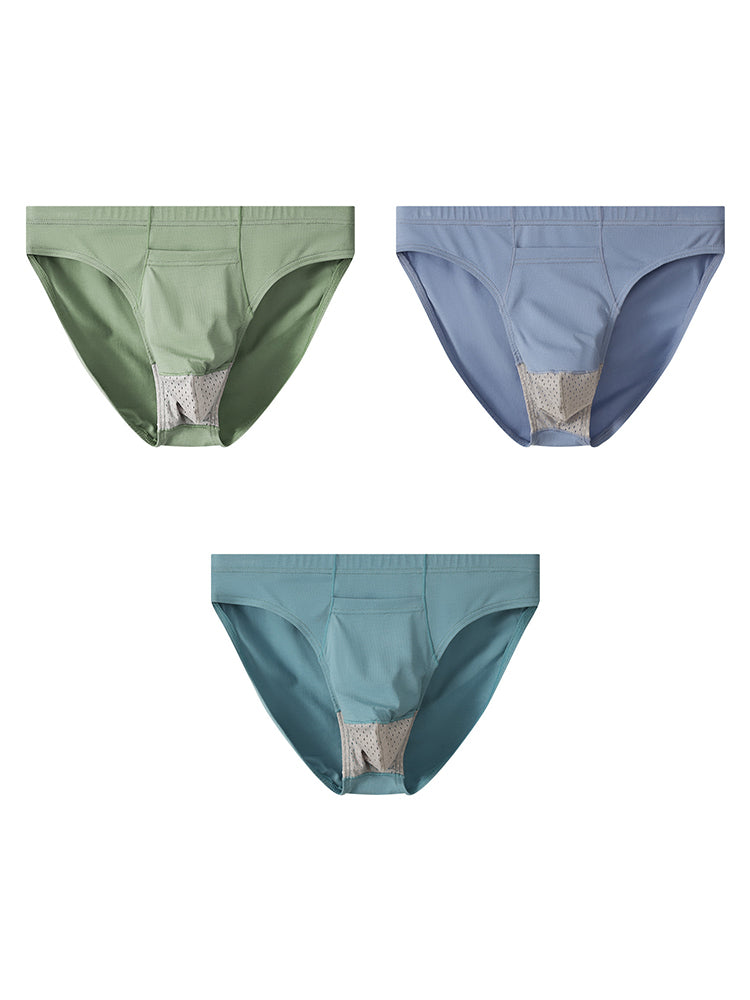 3 Pack Men's Sexy Mesh Breathable Gun Egg Separation Cotton Briefs