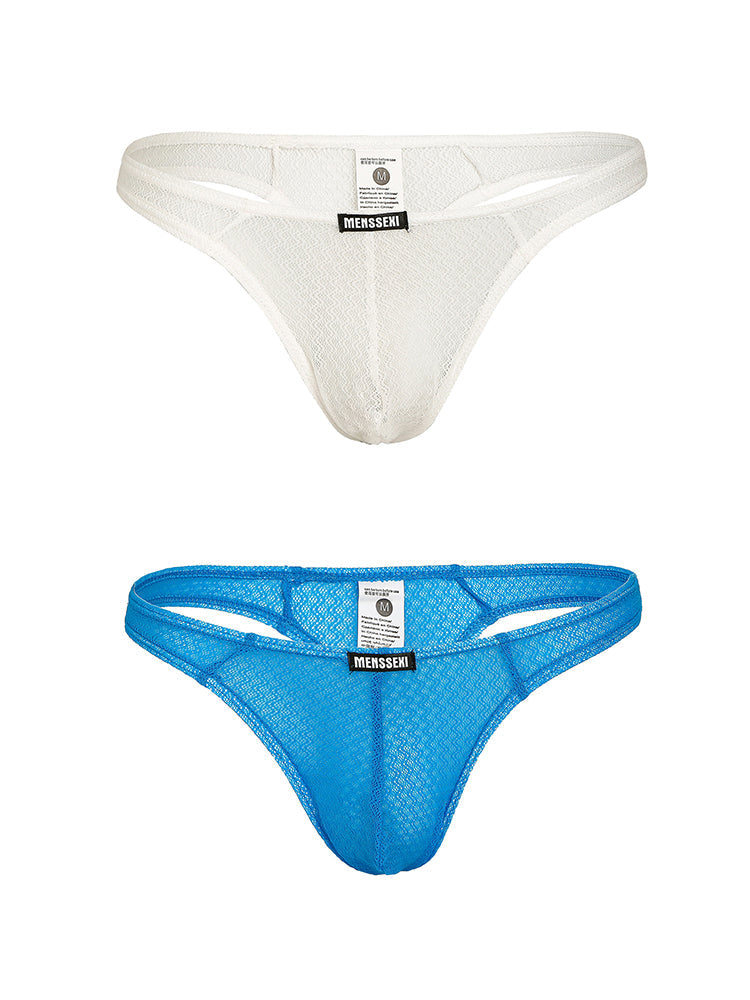 2 Pack Men's Low-Rise Lace High Elasticity Bikinis