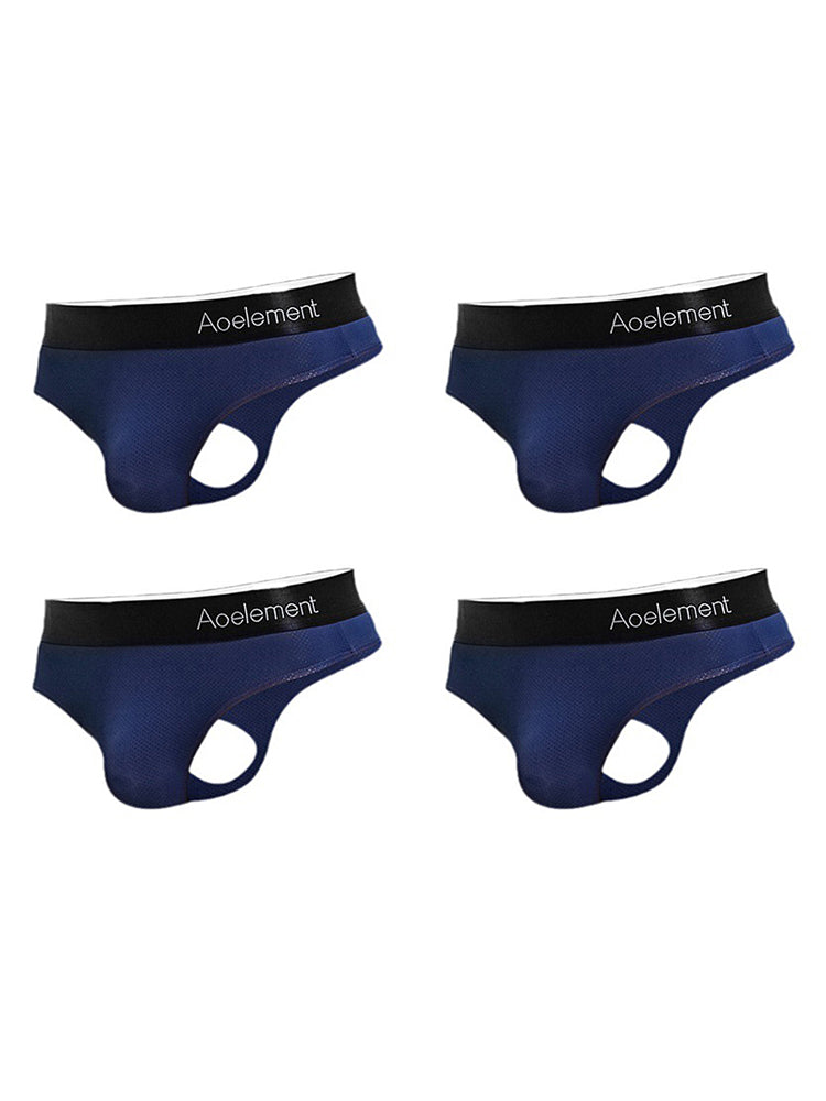 4 Pack Men's Low-Rise Stretchy U-Pouch Thongs