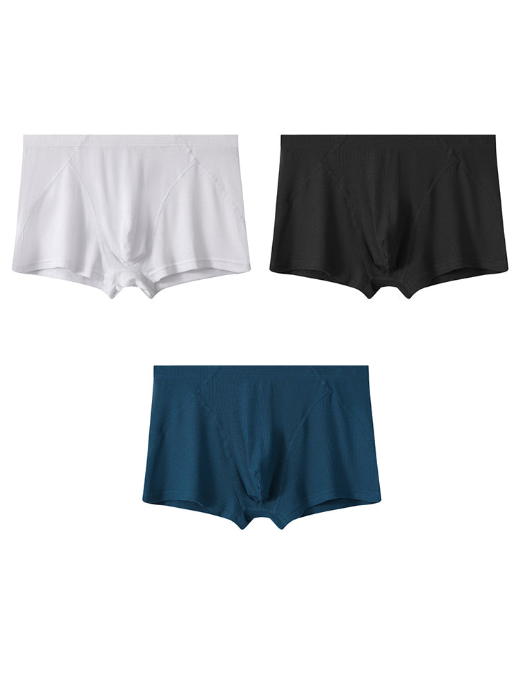 3 Pack Men's Breathable Comfort U-Shaped Raised Pocket Ribbed Briefs