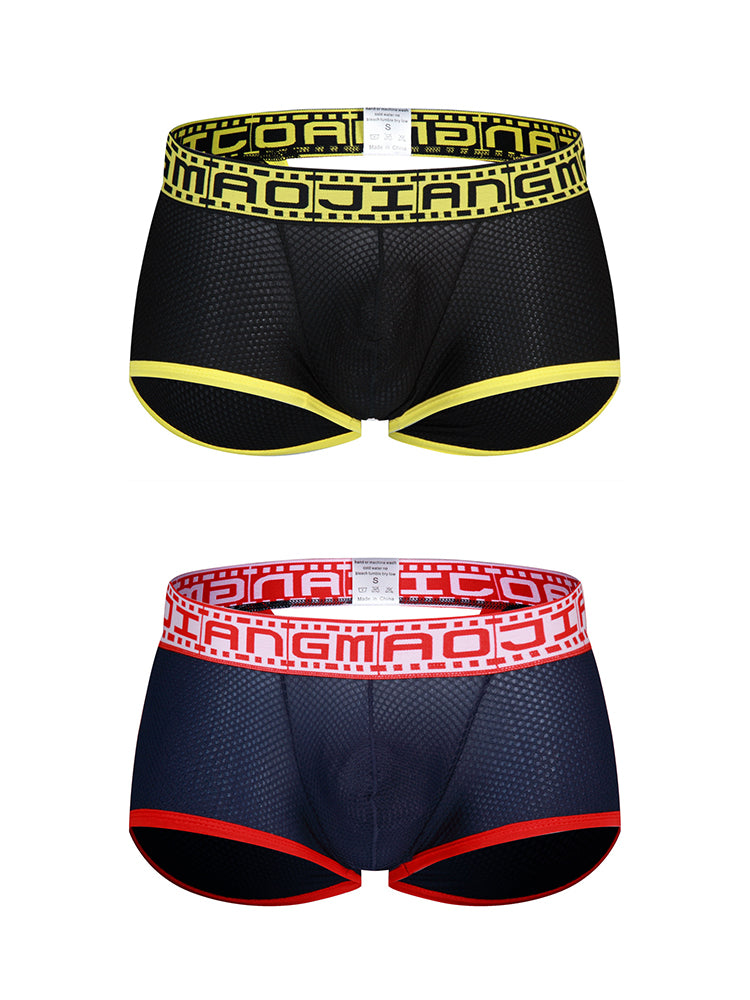 2 Pack Men's Breathable Large Pouch Mesh Fitness Trunks