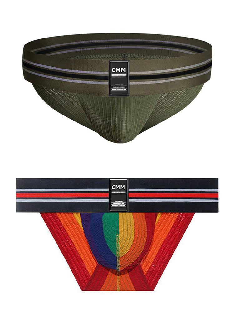 2 Pack Men's High-Stretch Rainbow Sports Comfort Bikini
