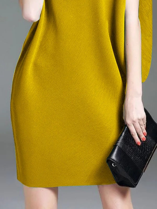 Loose Raglan Sleeve Mesh Split-Joint Round-Neck Mini Dresses