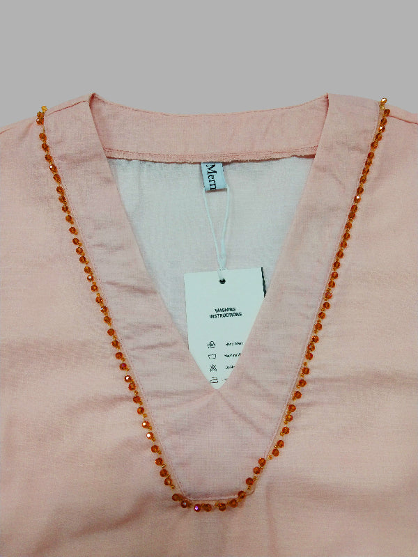 Flared Sleeves Loose Leaves Print V-Neck Maxi Dresses