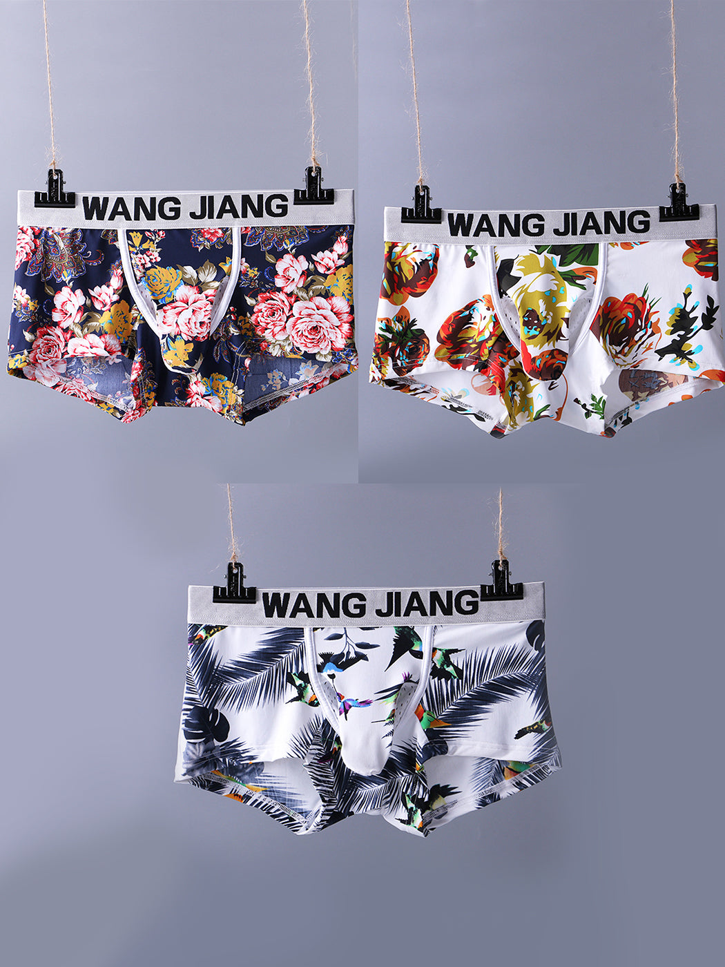 3 Pack Men's Ice Silk Trunks with Separated Pouch Design