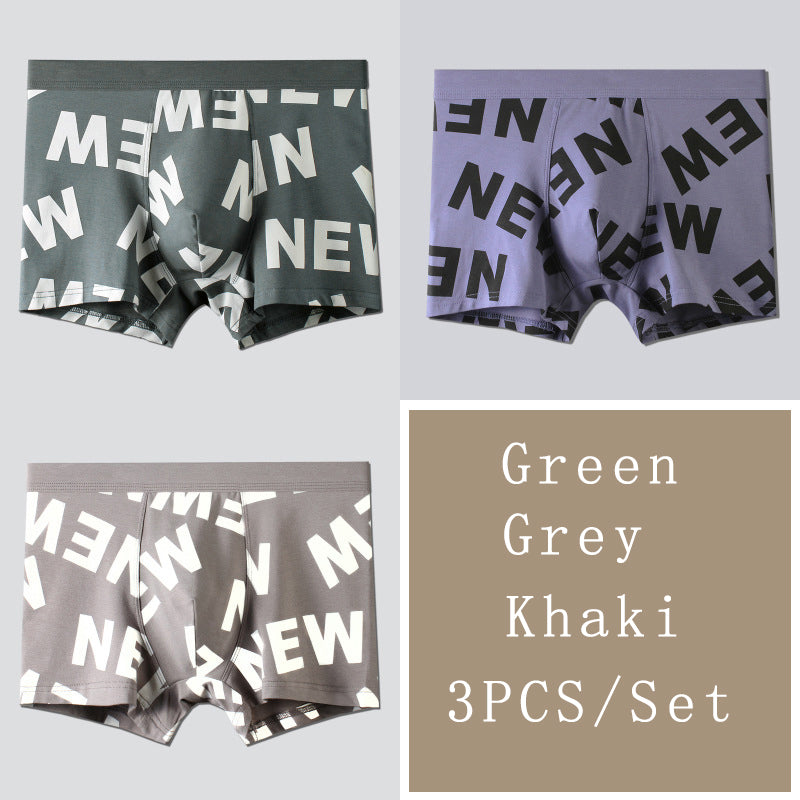 3Pcs Mens Printed U Convex Pouch Boxer Briefs