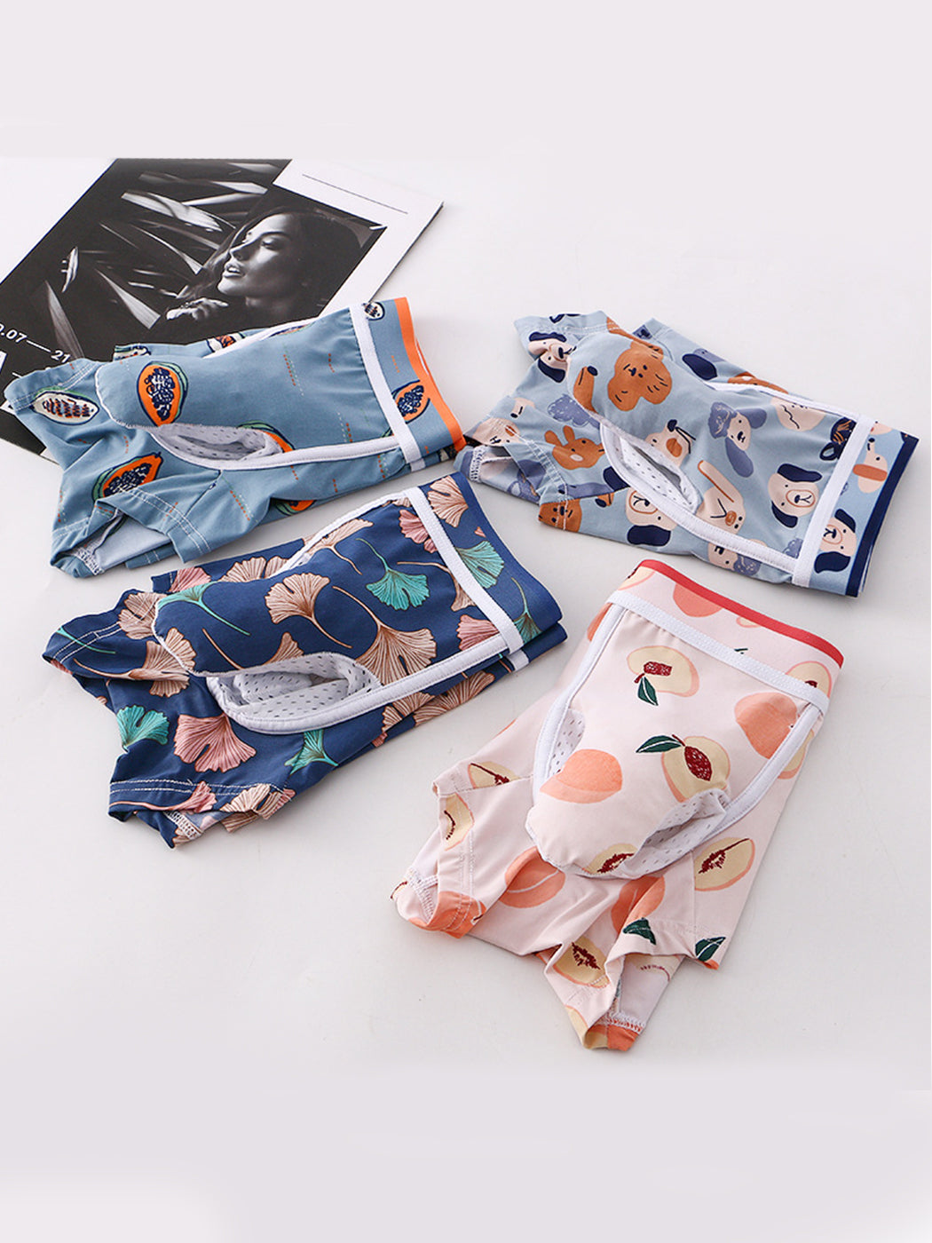 3 Pack Men's Ice Silk Trunks with Separated Pouch Design