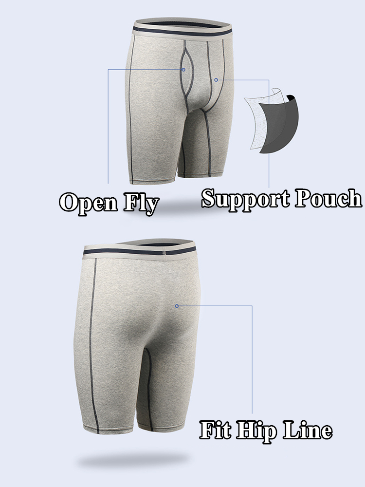 Men's Soft Cotton Boxer Briefs With Open Fly