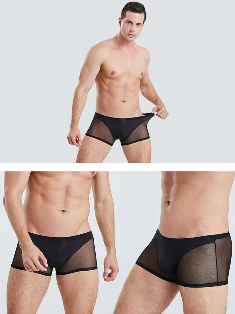 Sexy Panelled Mesh Trunks For Men