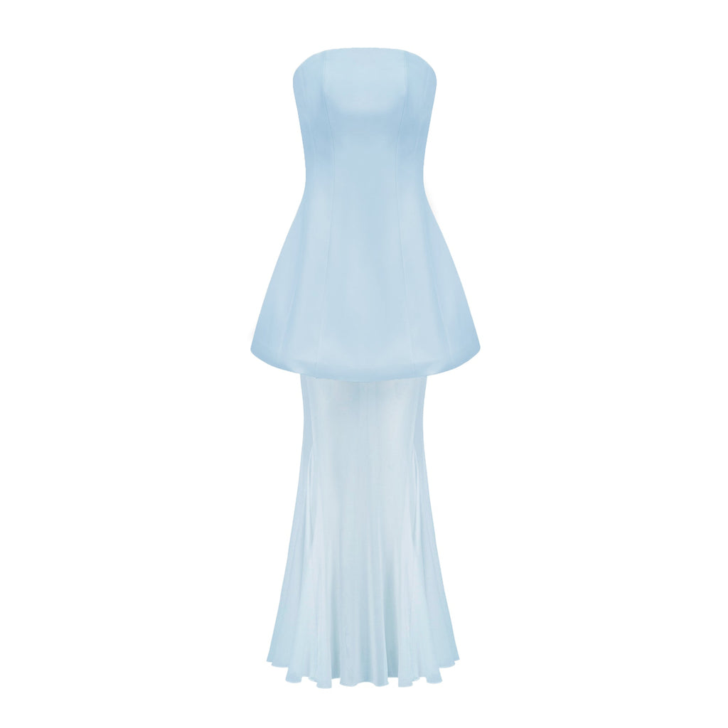 Mélanie Blue Corset Dress & Mesh Skirt Set