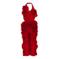 Hannabella Red Asymmetrical Ruffled Floral Mini Dress