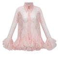 Ingrid Pink Peplum Floral Lace Blouse