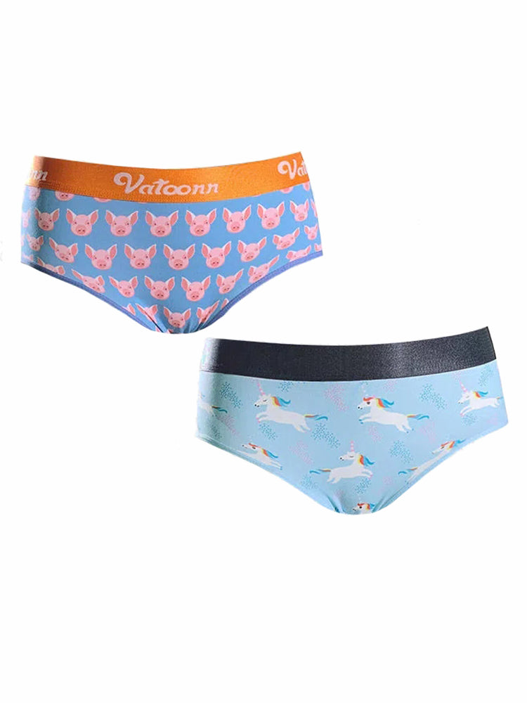 Couple 2 PCS Cotton Cartoon Breathable Underwear