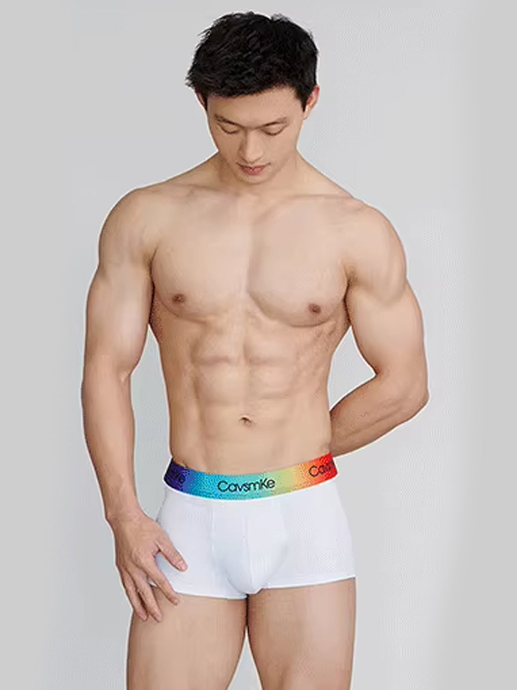 2 Pack Men's Cotton Sexy Antibacterial Rainbow Waistband Trunks