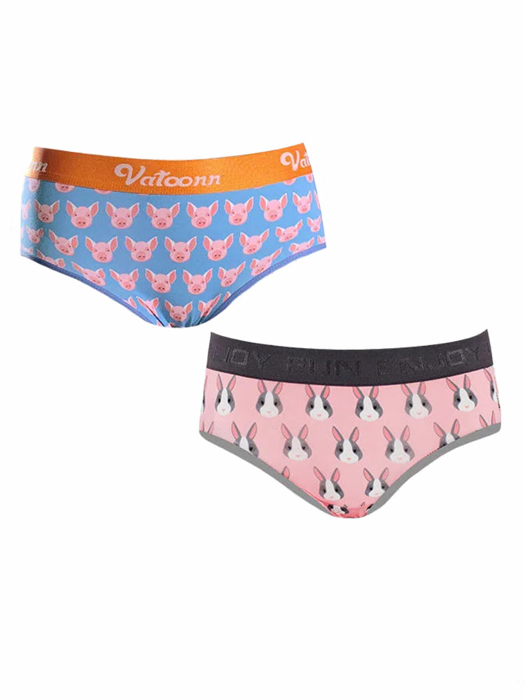Couple 2 PCS Cotton Cartoon Breathable Underwear