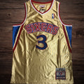 Men’s Philadelphia 76ers 1996/97 #3 Allen Iverson Gold Limited Edition Jersey