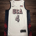 Men’s 2024 Olympics Team USA #4 Curry White Jersey