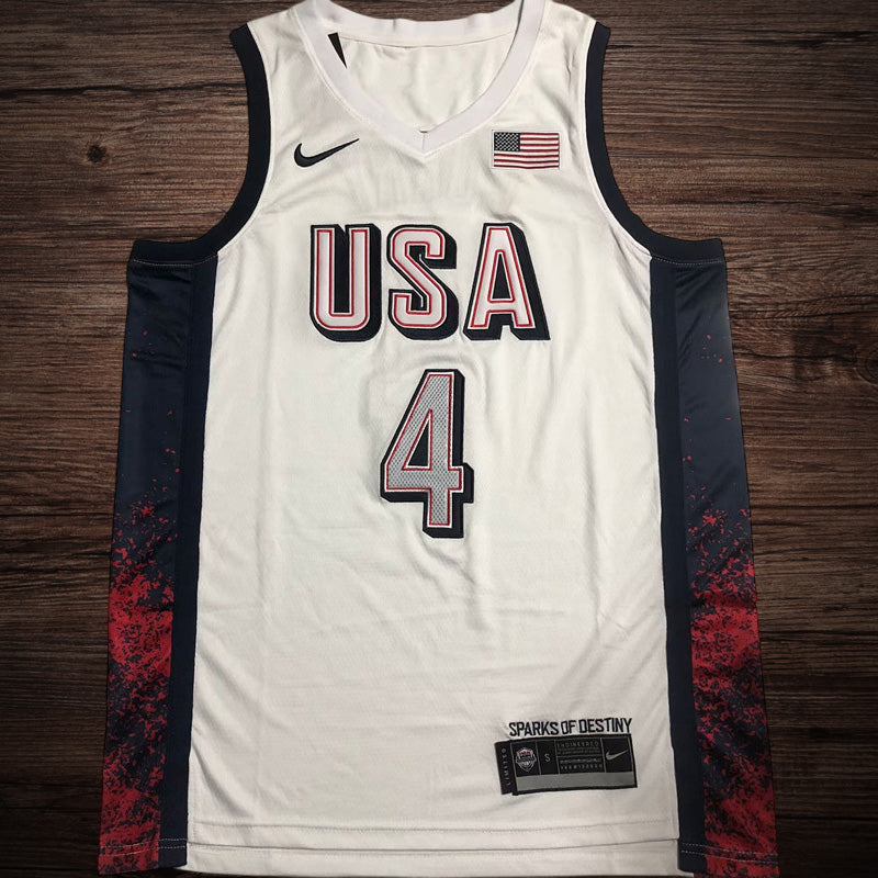 Men’s 2024 Olympics Team USA #4 Curry White Jersey