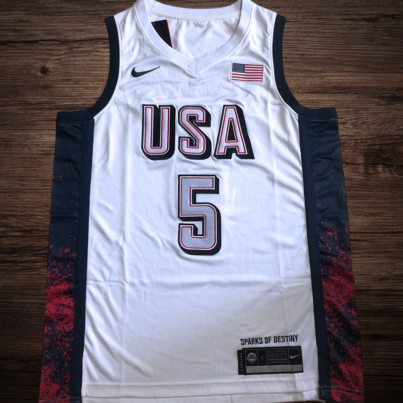 Men’s 2024 Olympics Team USA #5 Edwards White Jersey