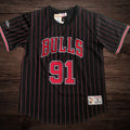 Men’s Chicago Bulls #91 Rodman Stripe Short Sleeve Jersey