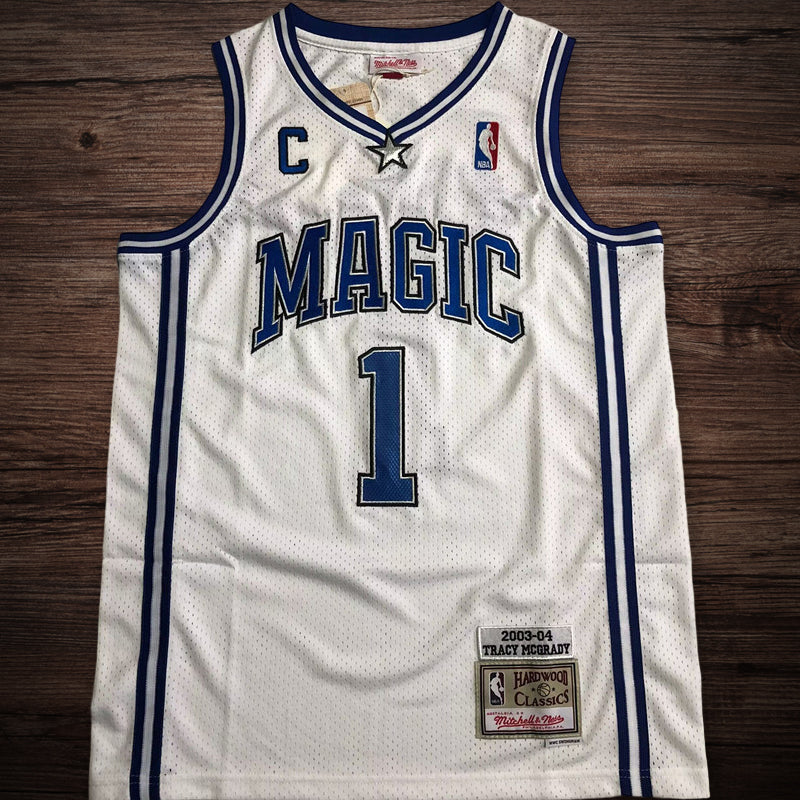 Men’s Orlando Magic 2003-04 #1 McGrady White Jersey