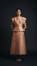 Silk midi dress with architectural seams