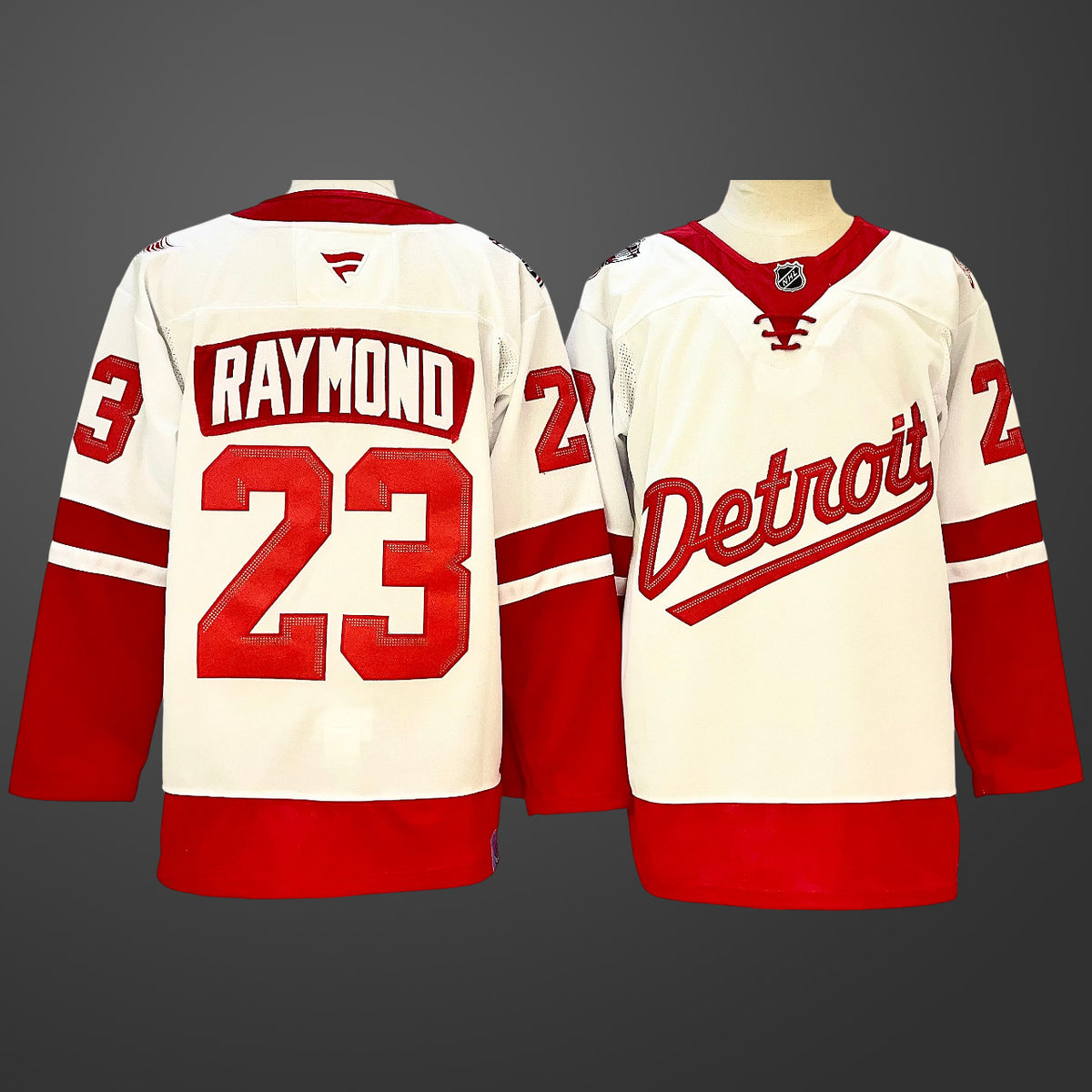 #23 Lucas Raymond White Detroit Red Wings Jersey