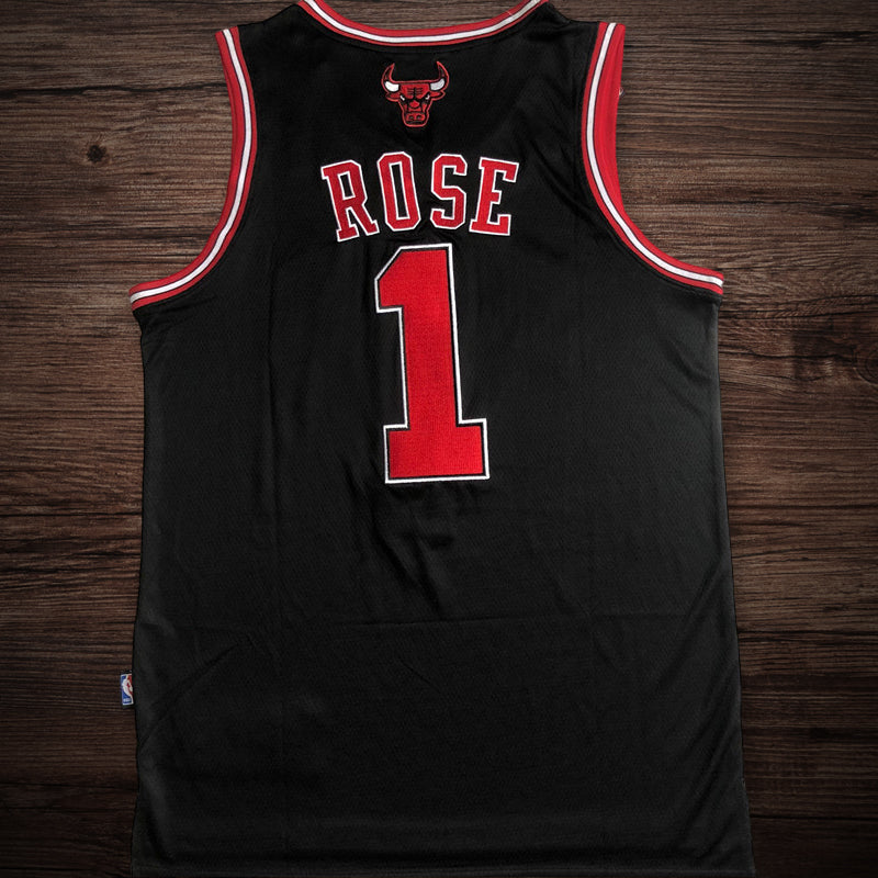 Men’s Chicago Bulls #1 Derrick Rose Jersey Black