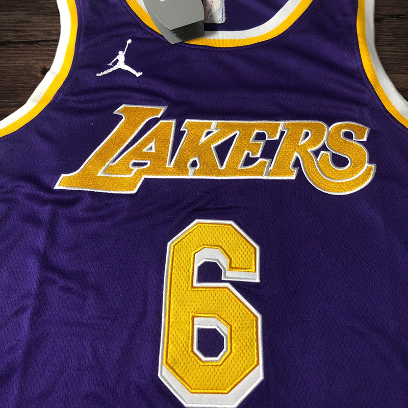 Men’s Los Angeles Lakers #6 Lebron James Jersey Purple