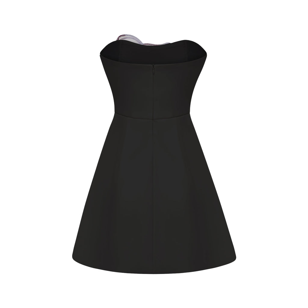 Irène Black Off-Shoulder Sequin Floral Embroidered Mini Dress